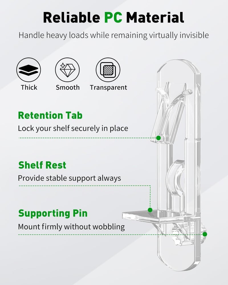 Vibit 28 Pcs Clear Plastic Cabinet Shelf Pegs, 6 mm Self-Locking Shelf Support Pegs Shelf Brackets for 3/4 Inch Thick Shelves, Cabinet Shelf Clips Cabinet Shelf Pins for Wood Shelving - Image 5