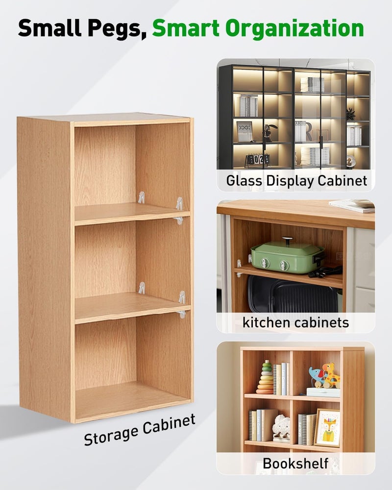 Vibit 28 Pcs Clear Plastic Cabinet Shelf Pegs, 6 mm Self-Locking Shelf Support Pegs Shelf Brackets for 3/4 Inch Thick Shelves, Cabinet Shelf Clips Cabinet Shelf Pins for Wood Shelving - Image 4