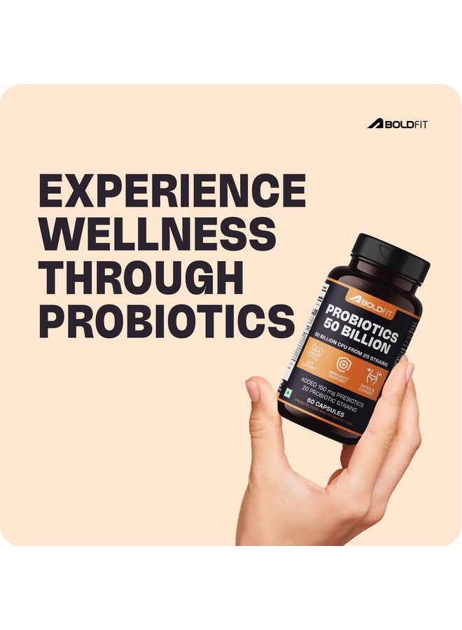 BOLDFIT Boldfit Probiotics Supplement 50 Billion CFU For Men & Women with 20 Strains & Prebiotics - Gut Support, Digestion, Immunity Support, Detox & Cleanse - 60 Vegetarian Capsules, White  - Image 4