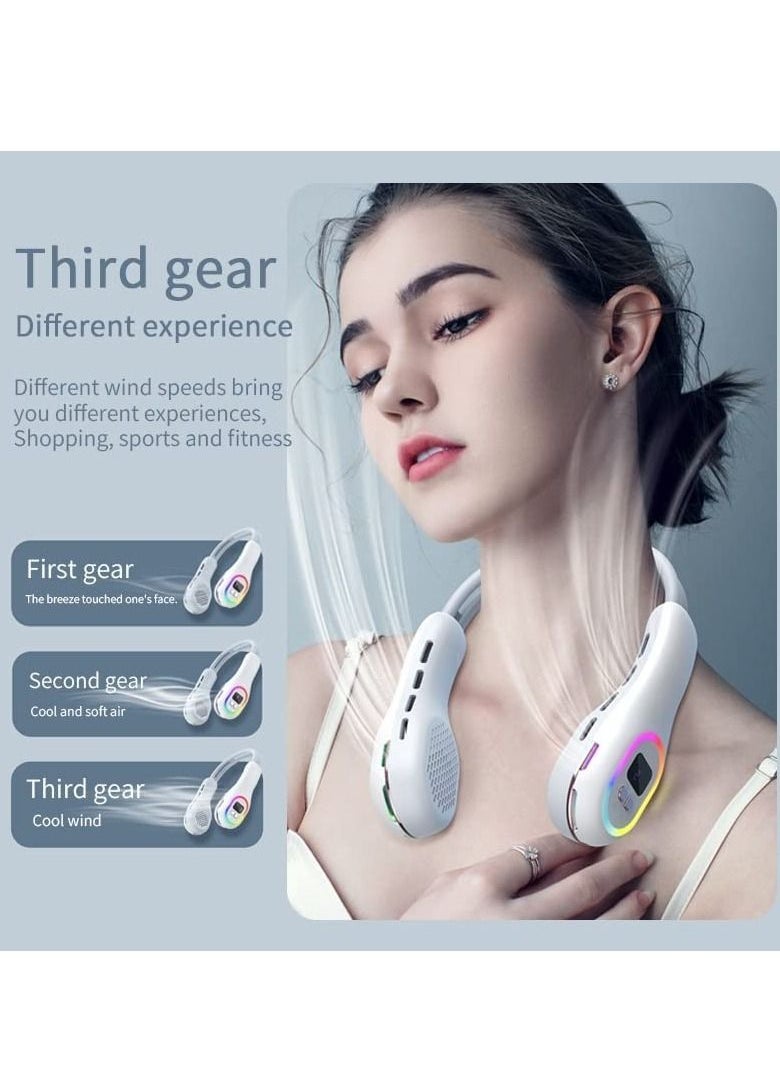 DMG TECH - DMG Portable Neck Fan, Vaneless Semiconductor Cooling Neck Fan, LED Cooling Suspension Neck Fan, 3-speed 2-mode Noise-free Strong Airflow Neck Fan, Suitable for Outdoor Travel - Image 1