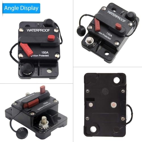 ANJOSHI 150 Amp Circuit Breaker 30A-300A with Manual Reset Waterproof Inline Fuse Inverter for Marine Trolling Motors Boat ATV Manual Power 12V-48VDC - Image 3