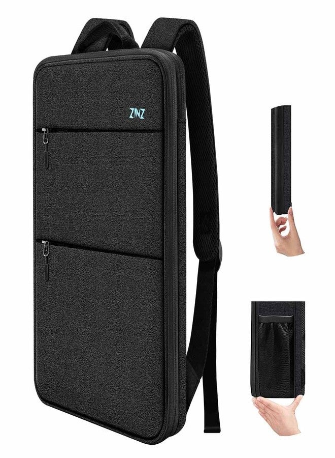 ZINZ Slim & Expandable Laptop Backpack 15 15.6 16 Inch Sleeve with USB Port, Spill-Resistant Notebooks Bag Case for Most 14-16 Inch MacBooks Surface-Books Dell HP Lenovo Asus Computers, Pure Black, Pure - Image 1