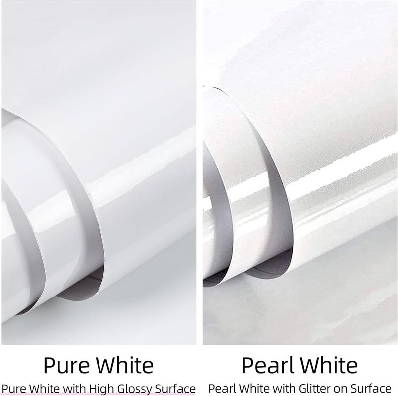TANONE Glossy White Contact Paper for Countertops, 17.7" X 196" White Peel and Stick Wallpaper for Cabinets, Self Adhesive Removable Waterproof Vinyl Wrap for Desktop Dresser Table - Image 2