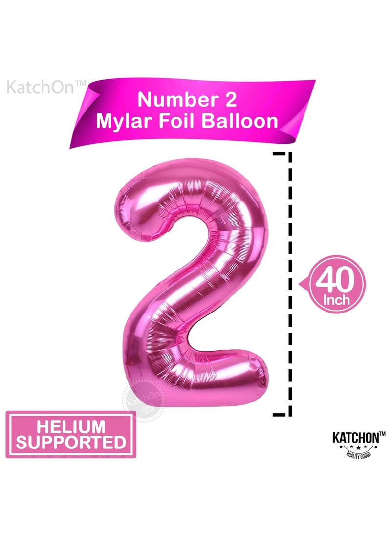 KATCHON Pink Number 2 Balloon for 2nd Birthday or Anniversary Decoration 40 Inch  - Image 2