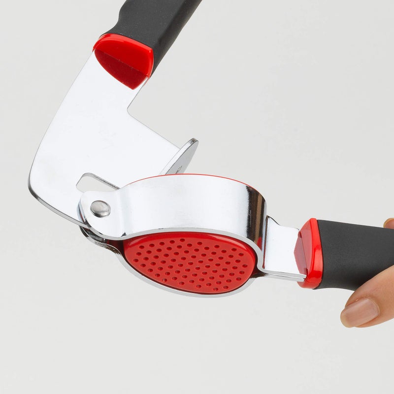 GoodCook Touch Dishwasher Safe Garlic Press with Stainless Steel Head, Black/Red - Image 3