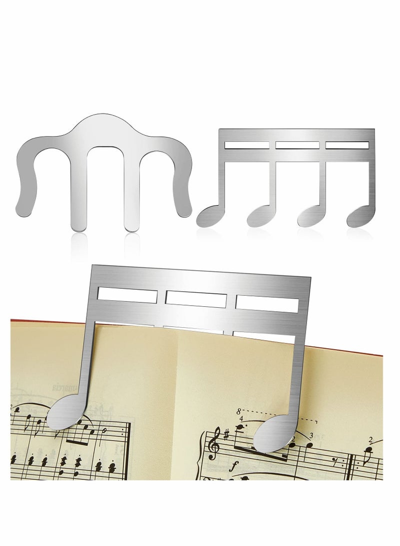 Excefore مشبك كتاب موسيقي معدني وحامل صفحات، مشبك كتاب فضي للقراءة، حوامل ورق الموسيقى لبيانو، لوحة مفاتيح، وحوامل، وكتب - Image 1