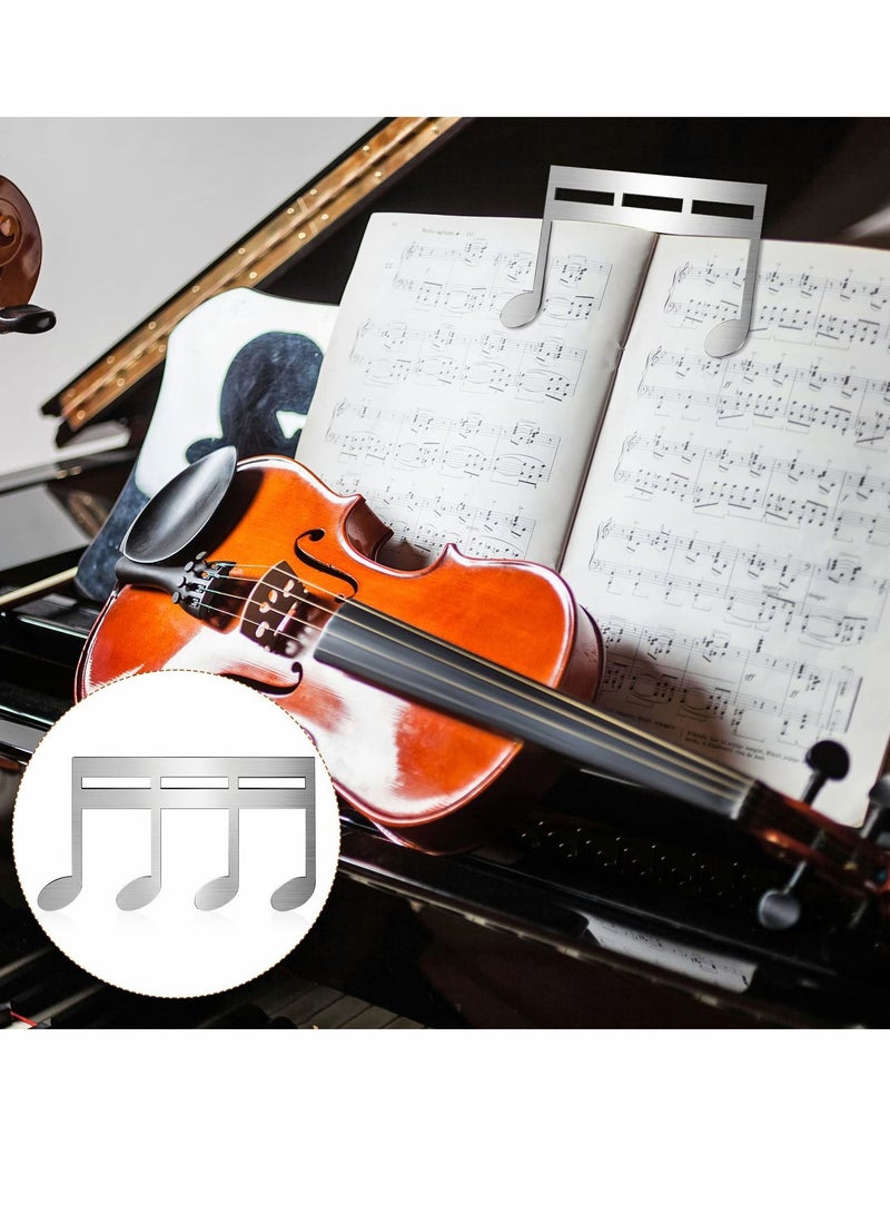 Excefore مشبك كتاب موسيقي معدني وحامل صفحات، مشبك كتاب فضي للقراءة، حوامل ورق الموسيقى لبيانو، لوحة مفاتيح، وحوامل، وكتب - Image 5