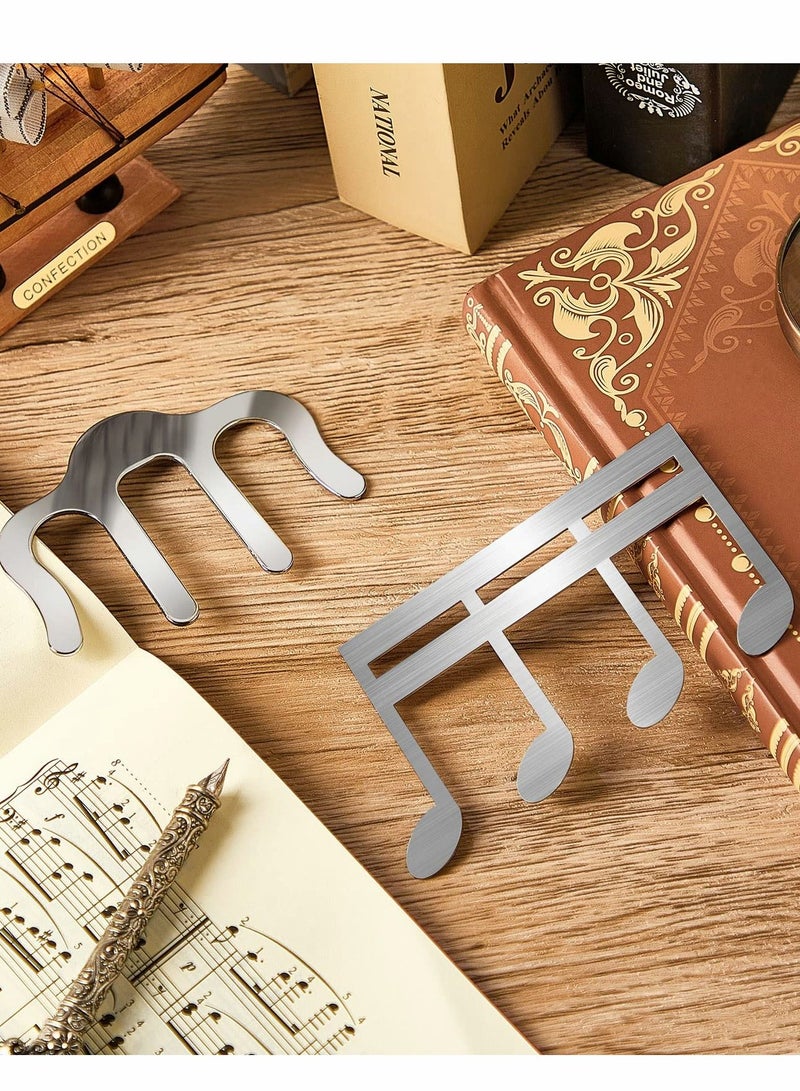 Excefore مشبك كتاب موسيقي معدني وحامل صفحات، مشبك كتاب فضي للقراءة، حوامل ورق الموسيقى لبيانو، لوحة مفاتيح، وحوامل، وكتب - Image 4