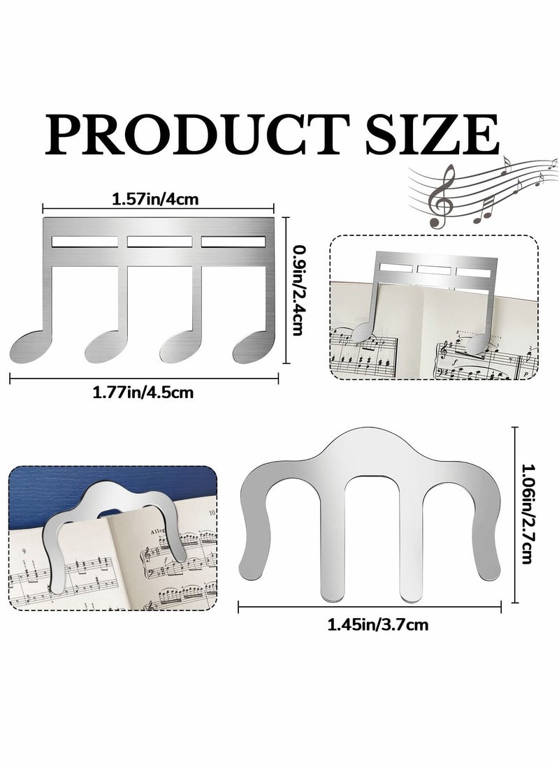 Excefore مشبك كتاب موسيقي معدني وحامل صفحات، مشبك كتاب فضي للقراءة، حوامل ورق الموسيقى لبيانو، لوحة مفاتيح، وحوامل، وكتب - Image 2