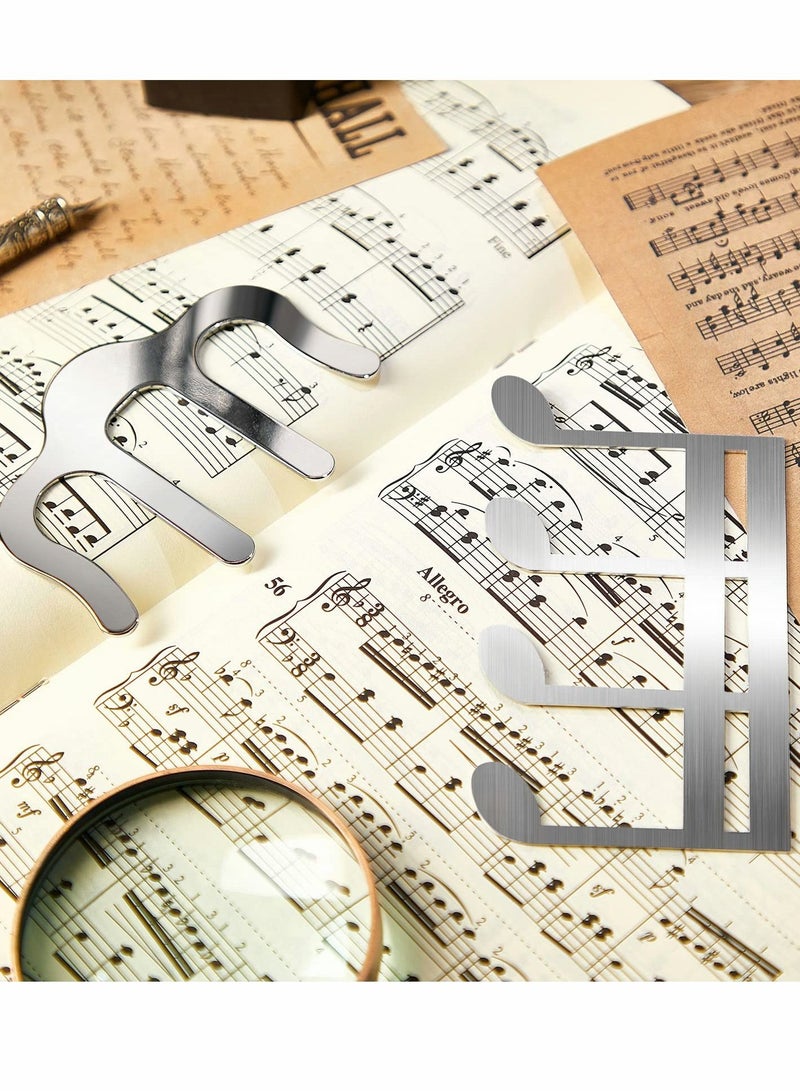 Excefore مشبك كتاب موسيقي معدني وحامل صفحات، مشبك كتاب فضي للقراءة، حوامل ورق الموسيقى لبيانو، لوحة مفاتيح، وحوامل، وكتب - Image 3