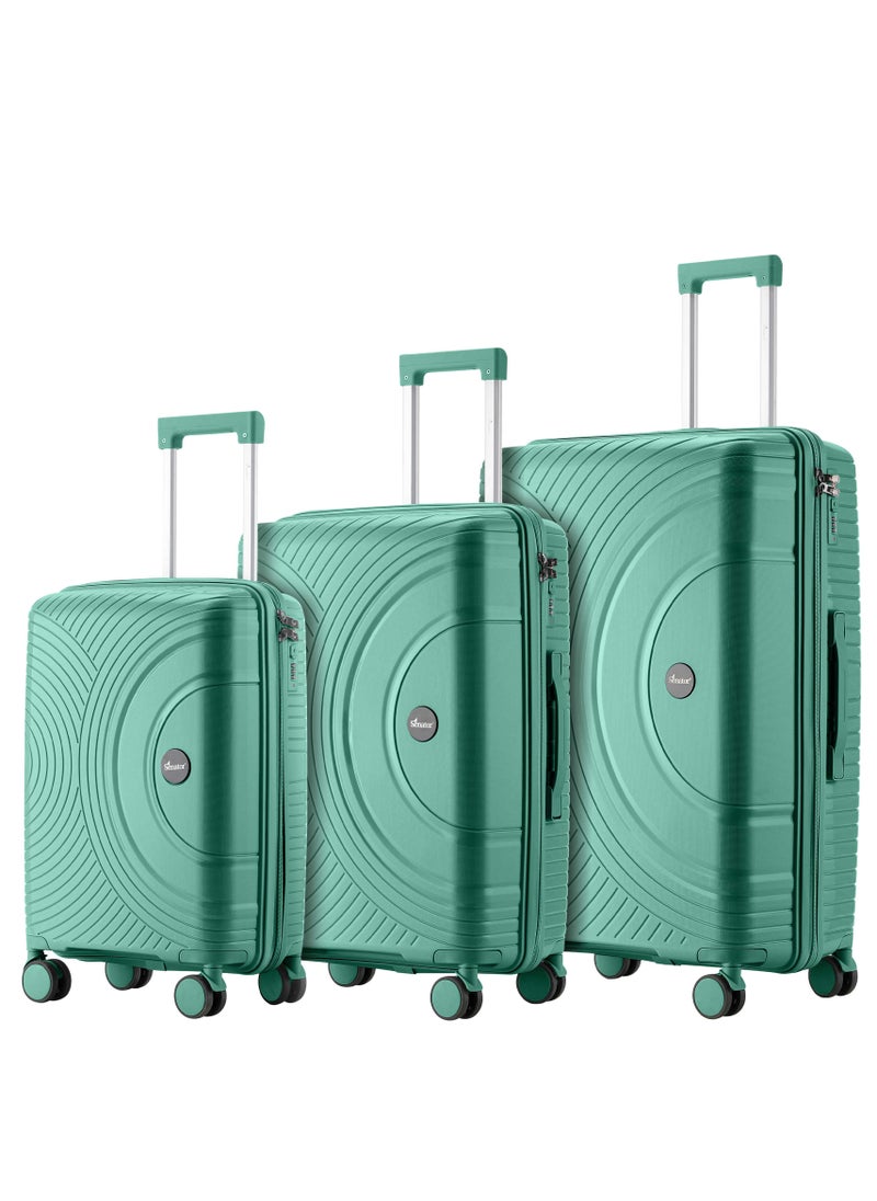 SENATOR Unisex PP Fashion Trolley Luggage Set Lightweight Hard-Shell Spinner luggage with 4 Double Spinner Wheel and 3-Digit Combination Lock KH1010 Green  - Image 1