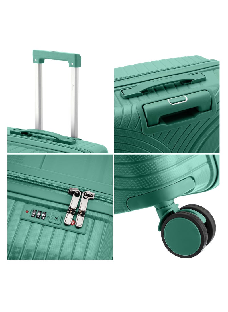 SENATOR Unisex PP Fashion Trolley Luggage Set Lightweight Hard-Shell Spinner luggage with 4 Double Spinner Wheel and 3-Digit Combination Lock KH1010 Green  - Image 5
