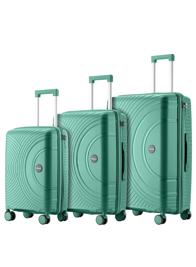 SENATOR unisex pp fashion trolley luggage set lightweight hard-shell spinner luggage with 4 double spinner wheel and 3-digit combination lock kh1010 green