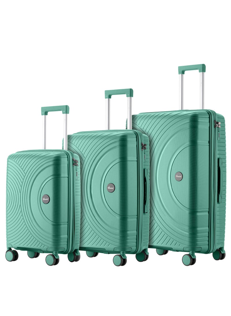 SENATOR unisex pp fashion trolley luggage set lightweight hard-shell spinner luggage with 4 double spinner wheel and 3-digit combination lock kh1010 green - Image 1
