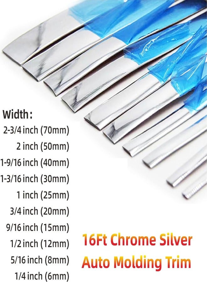 Generic 16Ft Chrome Silver Automotive Car Exterior and Interior Molding Trim Universal Bumper Window Door Body Side Decorative Strip Scratch-Proof  - Image 5