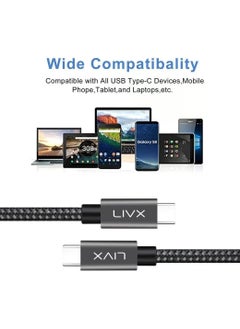 Livx Solid 100W 5A Type C To iPhone 15 Plus Pro Max Fast Charging and Data Cable Rope Braided Space Gray 3 Meters  - Image 5
