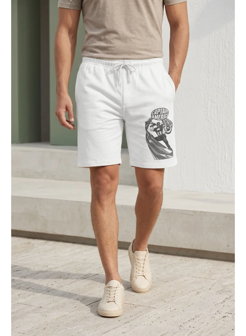 Men’s Captain America Graphic Printed Cotton Shorts