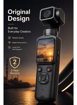 كاميرا بوكيت بدقة 4K لتصوير الفلوج، كاميرا يدوية للفلوج بدقة 75 ميجابكسل بعدسة دوارة بزاوية 330 درجة، مزودة بتقنية الواي فاي وشاشة لمس مقاس 1.72 بوصة ونظام تتبع الوجوه، تأتي مع بطاقة ذاكرة نتاك TF سعة 64 جيجابايت، كاميرا فيديو بوكيت ممتازة للتسجيل اليومي - view 2