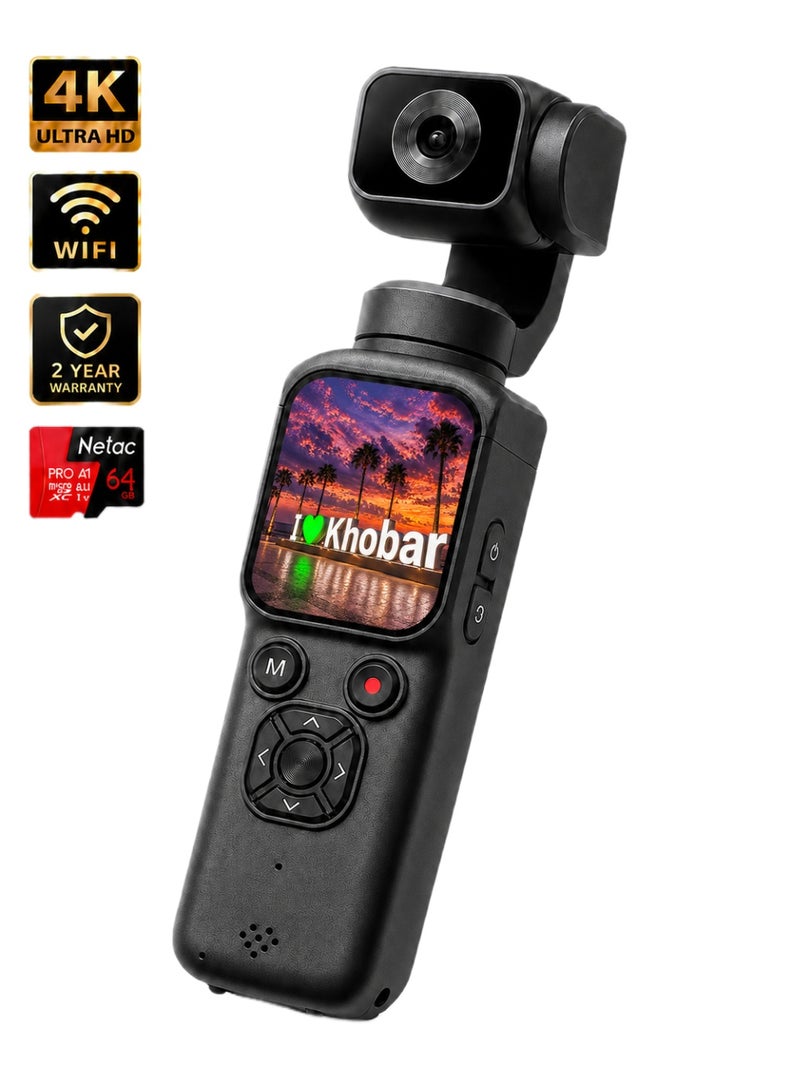 Milatech 4K 75MP Pocket Vlogging&Video Camera with 64GB Memory Card, 330° Rotating Lens, WiFi, Face Tracking & 1.72" Touch Screen, Digital Camera for Beginners, Students, Travel & Daily Recording - Image 1