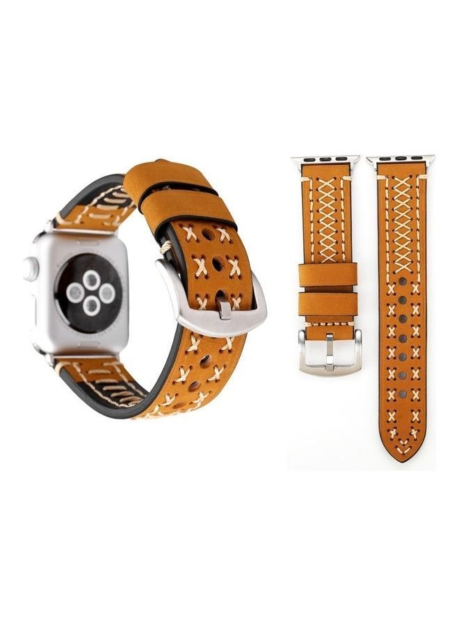 NIBEMINENT Manual Line Pattern Replacement Watch Band For Apple Series 3 & 2 1 38mm Khaki - Image 1