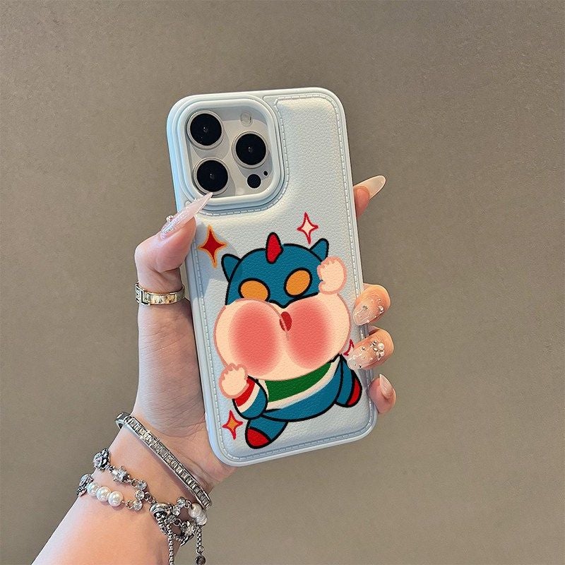 Apple iPhone 14 Pro Max Phone Case, TPU Shockproof, Stylish, Colorful Cartoon Star Superman, Drop-Proof Leather Textured Phone Case (Blue)