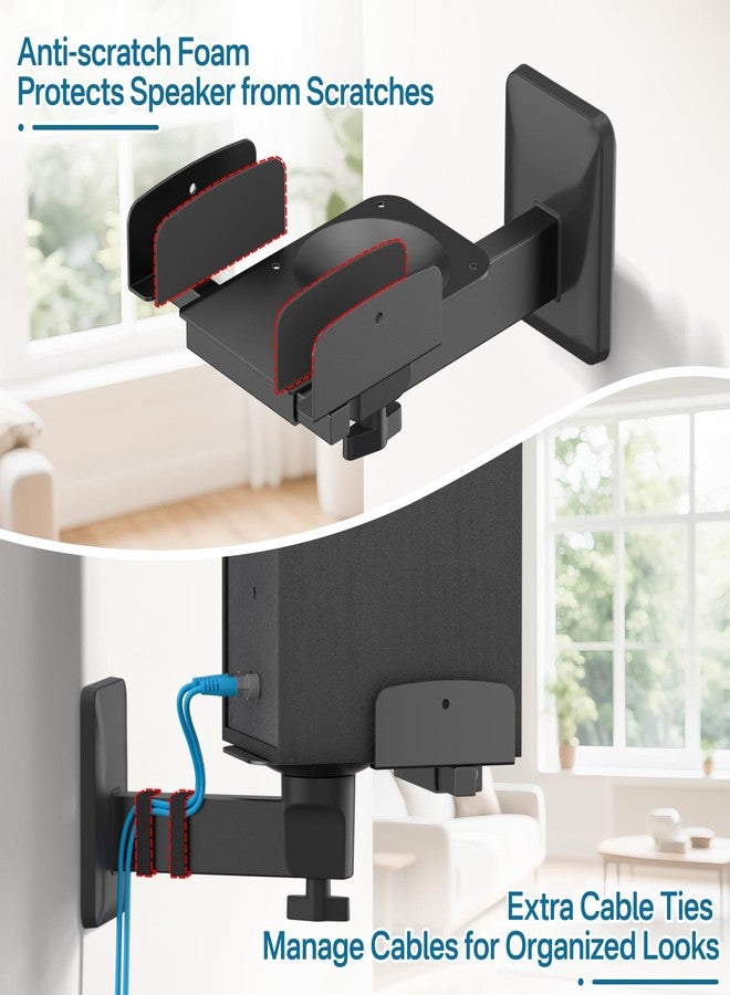 Chunxiao Pair of Adjustable Speaker Wall Mount for Klipsch Bookshelf Speaker Mount - Heavy Duty Side Clamping Wall Speaker Mounts for Klipsch R-40PM R50M RP-500M II RP-600M II Speaker Mount, 55 LBS Capacity - Image 4