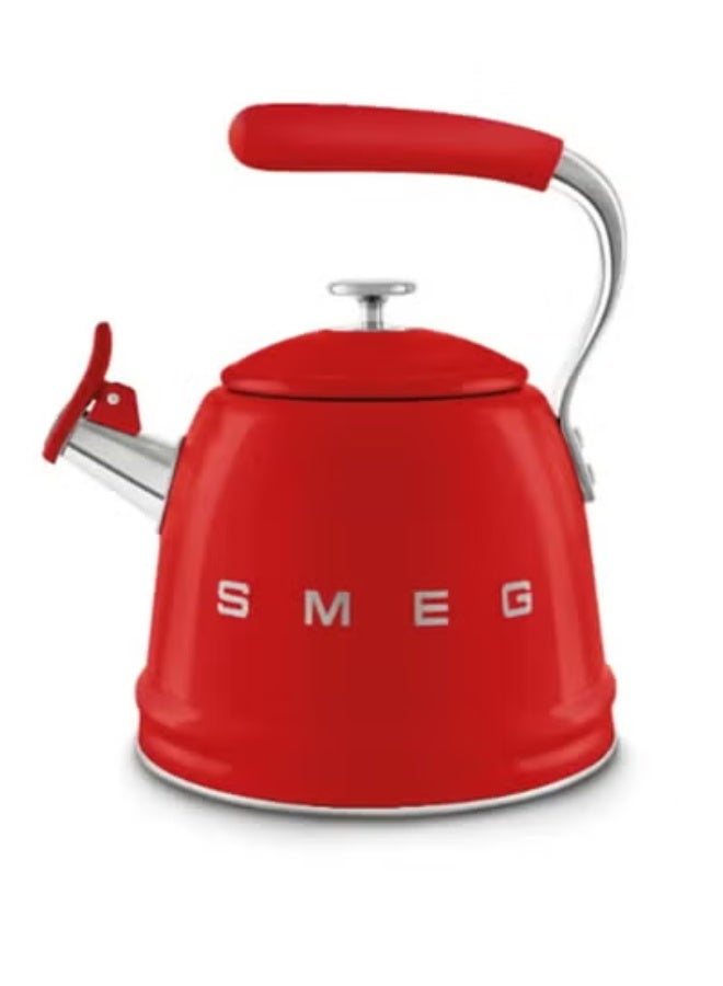 Smeg, WKF01RDAU Whistling Kettle, Stainless Steel, 2.3 L Capacity, Removable Lid and Measuring Spout, Induction Compatible, Red - Image 1