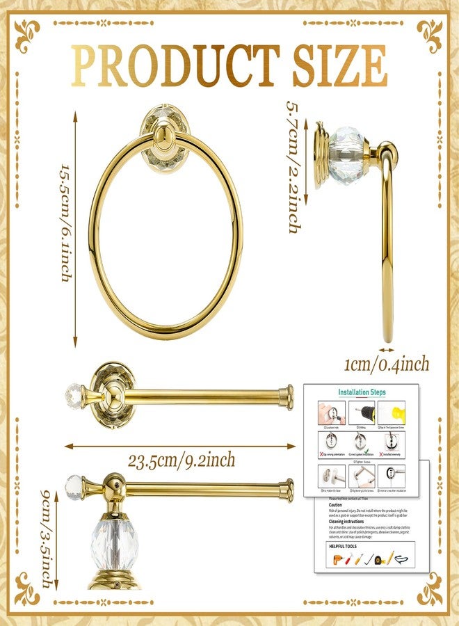 LemonRoad Gold Crystal Bathroom Accessories Set, Toilet Paper Holder Towel Ring, Antique Gold Decorative Wall Mounted 2 Pieces Sets - Image 2