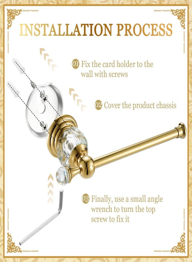 LemonRoad Gold Crystal Bathroom Accessories Set, Toilet Paper Holder Towel Ring, Antique Gold Decorative Wall Mounted 2 Pieces Sets - Image 4