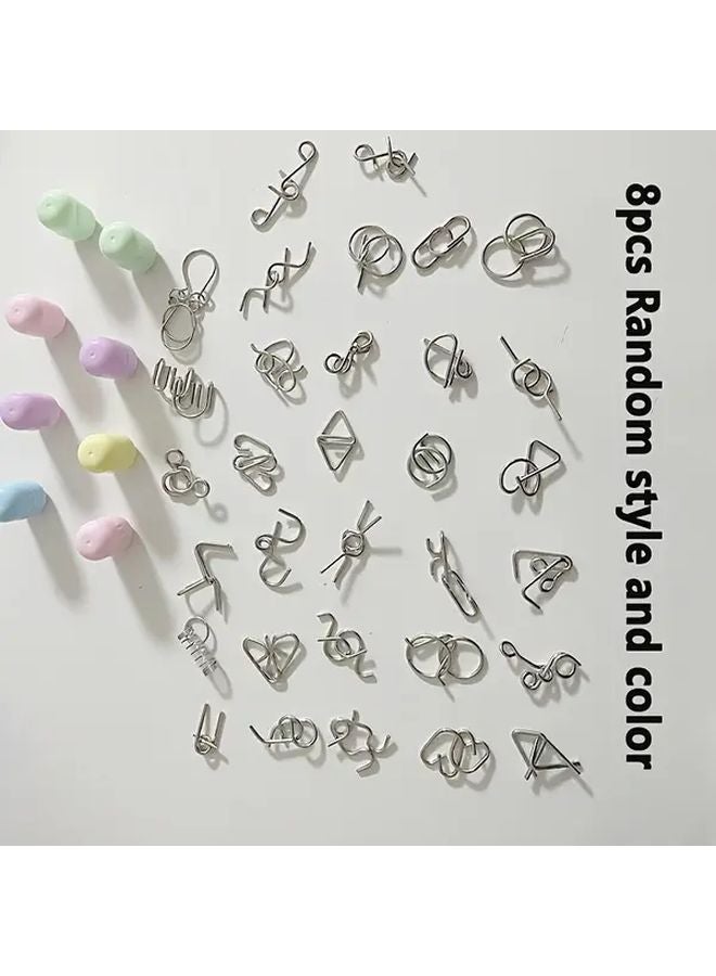 8pcs Metal Magic Puzzle Ring Set Iron Twisted Egg Game For Party Entertainment - Image 1