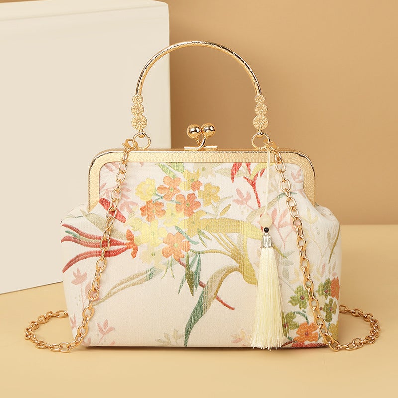Summer Chinese Embroidery Crossbody Bag with Pearl Decoration - Image 2