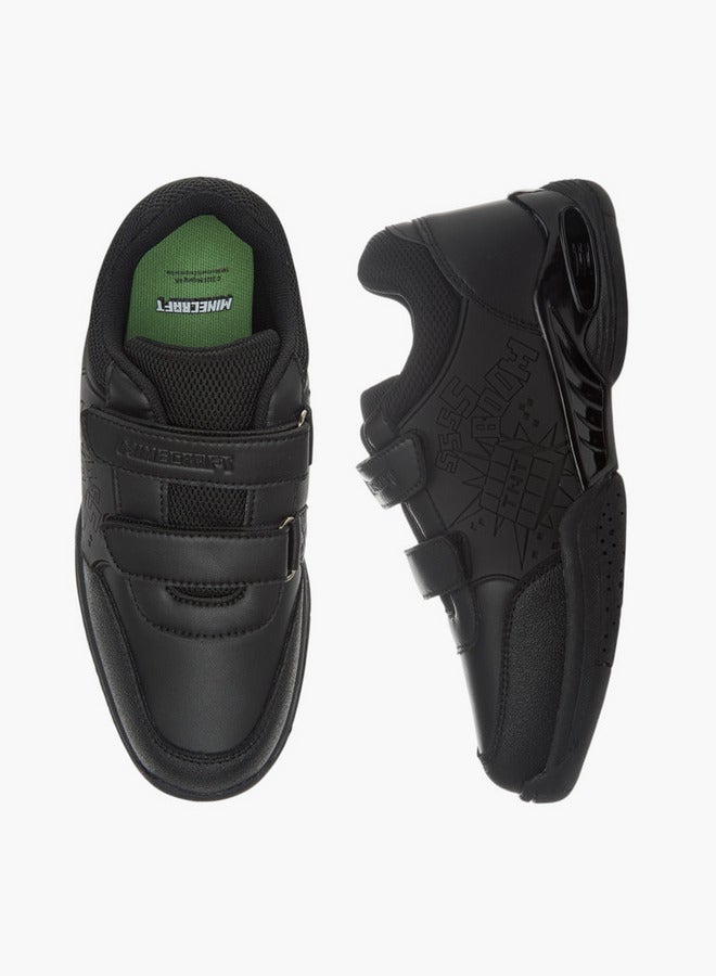 MINECRAFT Panelled School Shoes with Hook and Loop Closure  - Image 1