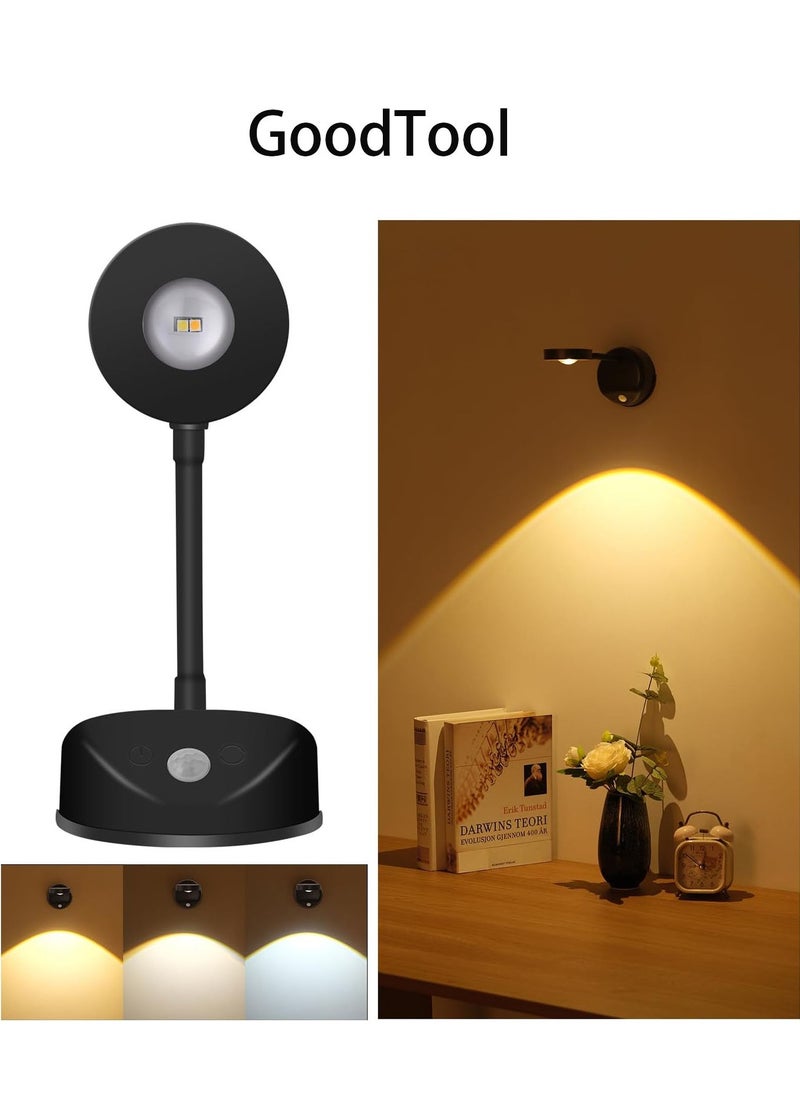 GoodTool 1200mAh Motion Sensor Wall Light rechargeable Night Light 360°Flexible Rotation  Bedside Reading Lamps with 3 Color Temperature for  Hallway Wall Stair Kids Room  - Image 1