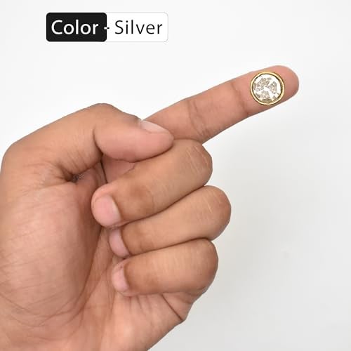 Embroiderymaterial Sew On Raised Kundan Stone Beads for Craft, Jewellery Making, Clothe Embellishment, Embroidery Work (Silver 50 Pieces, 8MM) - Image 5