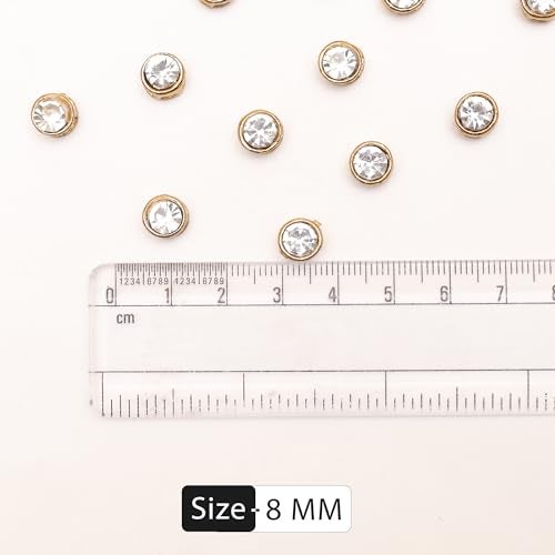 Embroiderymaterial Sew On Raised Kundan Stone Beads for Craft, Jewellery Making, Clothe Embellishment, Embroidery Work (Silver 50 Pieces, 8MM) - Image 2