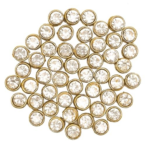 Embroiderymaterial Sew On Raised Kundan Stone Beads for Craft, Jewellery Making, Clothe Embellishment, Embroidery Work (Silver 50 Pieces, 8MM) - Image 1