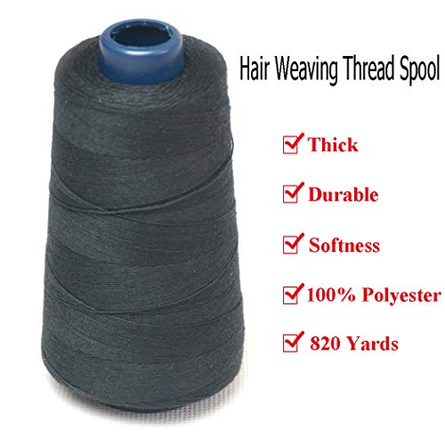 Luwigs Black Weaving Thread 100% Polyester for Making Wig Sewing Hair Weft Hair Extension 1pc (1pc, Black) - Image 3