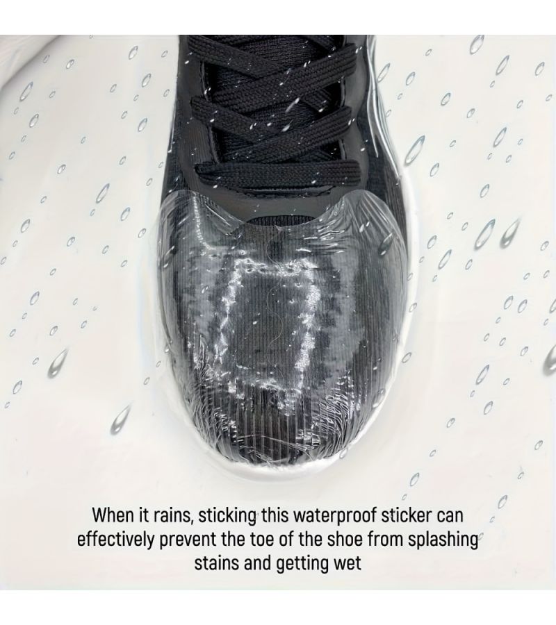 8 Pcs Heart Shaped Shoe Covers Transparent Self Adhesive Water Resistant Rain Protector Easy to Apply Remove for All Shoes - Image 2