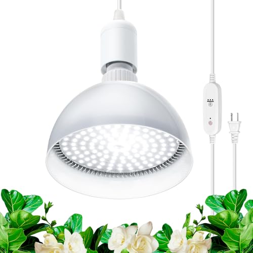 Barrina LED Grow Light Bulb with Timing and Hanging System 25W Full Spectrum 4H9H14H Timer Hanging Grow Lights for Indoor Plants with 164FT Power Cord Plug in Pendant Light for Plants