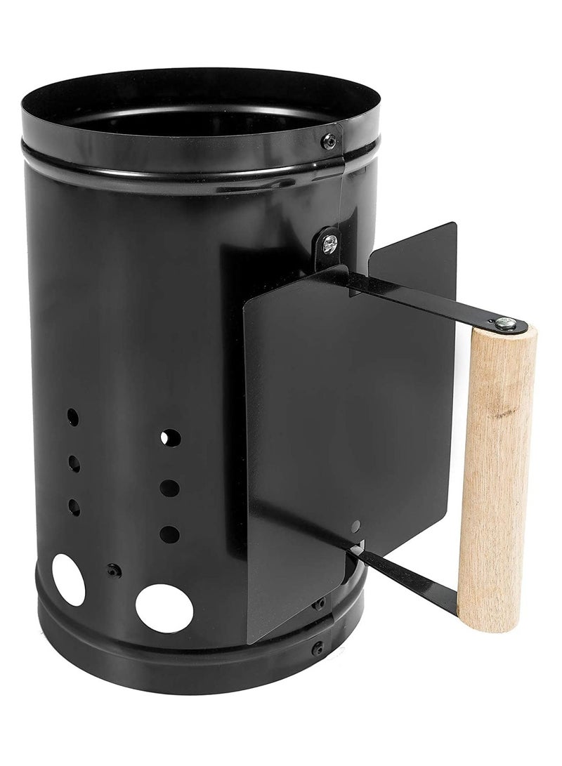 VIO Charcoal Barbeque Starter Ignition Bucket Coal Chimney Burner Fast Ignition Lighter Barrel for Barbeque BBQ Smoker Grill Steel Cooking BBQ Tools Perfect for Camping Hiking Outdoor Black Model 1 - Image 2