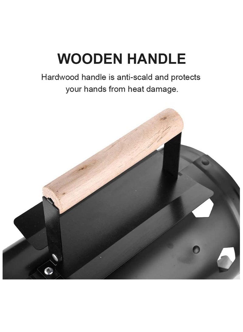 VIO Charcoal Barbeque Starter Ignition Bucket Coal Chimney Burner Fast Ignition Lighter Barrel for Barbeque BBQ Smoker Grill Steel Cooking BBQ Tools Perfect for Camping Hiking Outdoor Black Model 1 - Image 3