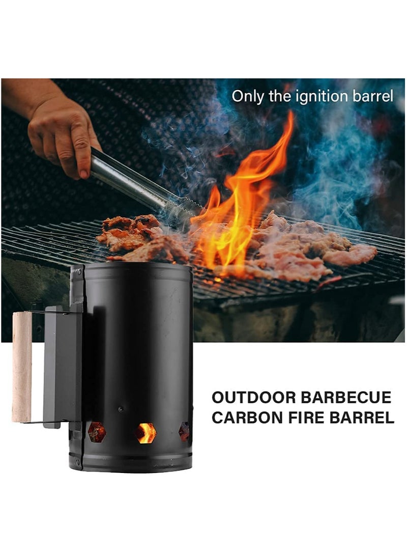 VIO Charcoal Barbeque Starter Ignition Bucket Coal Chimney Burner Fast Ignition Lighter Barrel for Barbeque BBQ Smoker Grill Steel Cooking BBQ Tools Perfect for Camping Hiking Outdoor Black Model 1 - Image 4