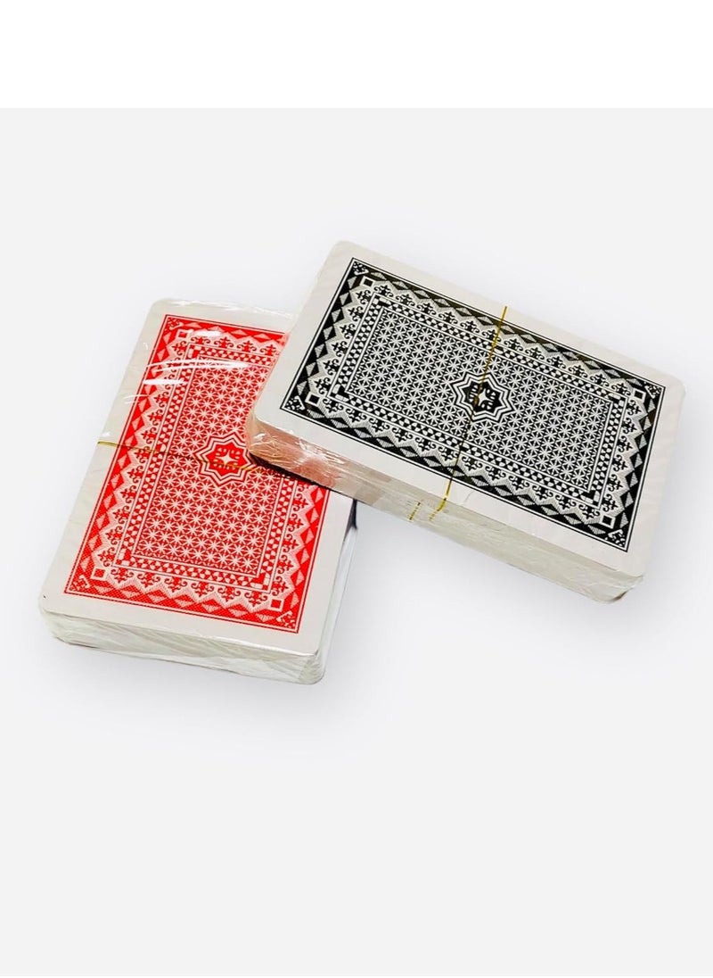 Generic - Pack Of 2 Poker Card Decks Black And Red Design Non- Toxic Washable, All Plastic Playing Cards - Twin Pack - Image 1