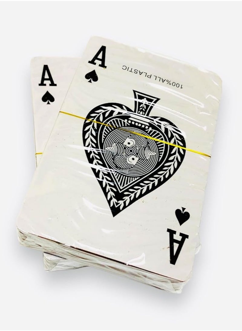 Generic - Pack Of 2 Poker Card Decks Black And Red Design Non- Toxic Washable, All Plastic Playing Cards - Twin Pack - Image 1