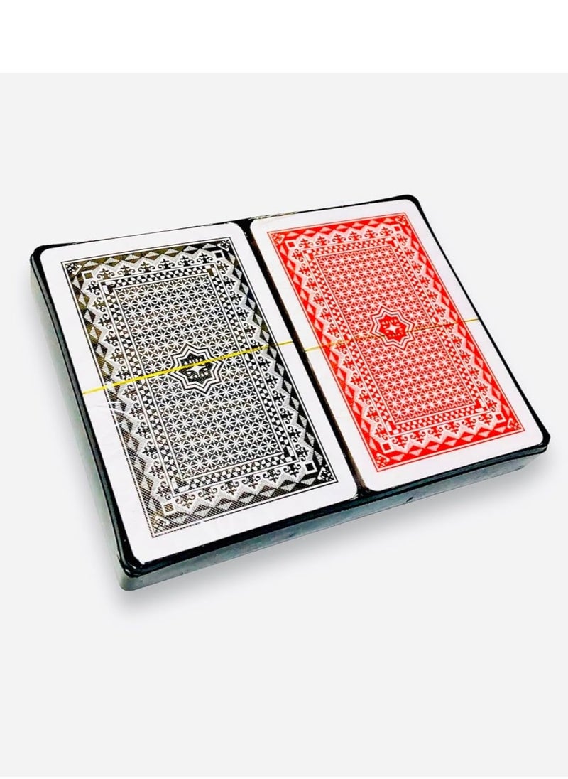 Generic - Pack Of 2 Poker Card Decks Black And Red Design Non- Toxic Washable, All Plastic Playing Cards - Twin Pack - Image 1