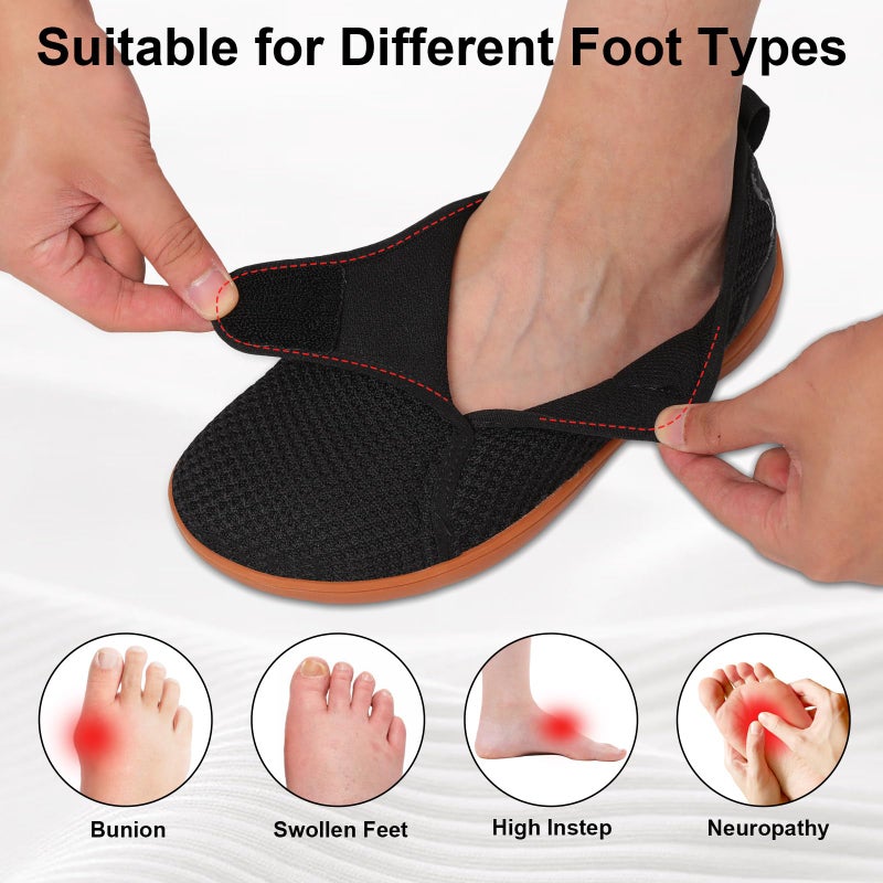Scurtain Mens Walking Shoes Wide Slip On Diabetic Neuropathy Orthopedic Plantar Fasciitis Recovery Shoes Barefoot Zero Drop Sneakers Comfortable Spring Summer Winter Indoor Outdoor Shoes for Men Size 10 - Image 5