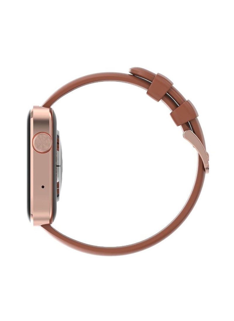 Number - DialFit Pro Max Bluetooth Calling Smart Watch,Largest 1.91" Bezel-less Edge-to-Edge Display,600 Nits Brightness, Sleek Metallic Body, Wireless Charging, Health Suite Brown Strap - Image 1