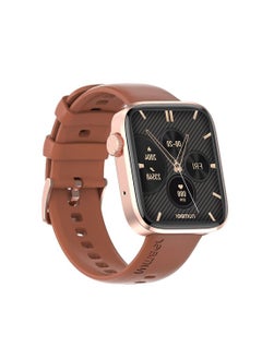 Number DialFit Pro Max Bluetooth Calling Smart Watch,Largest 1.91" Bezel-less Edge-to-Edge Display,600 Nits Brightness, Sleek Metallic Body, Wireless Charging, Health Suite Brown Strap  - Image 3