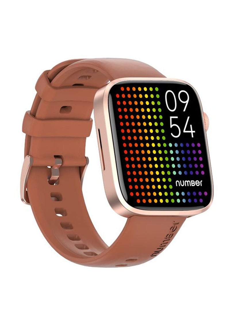 Number - DialFit Pro Max Bluetooth Calling Smart Watch,Largest 1.91" Bezel-less Edge-to-Edge Display,600 Nits Brightness, Sleek Metallic Body, Wireless Charging, Health Suite Brown Strap - Image 1