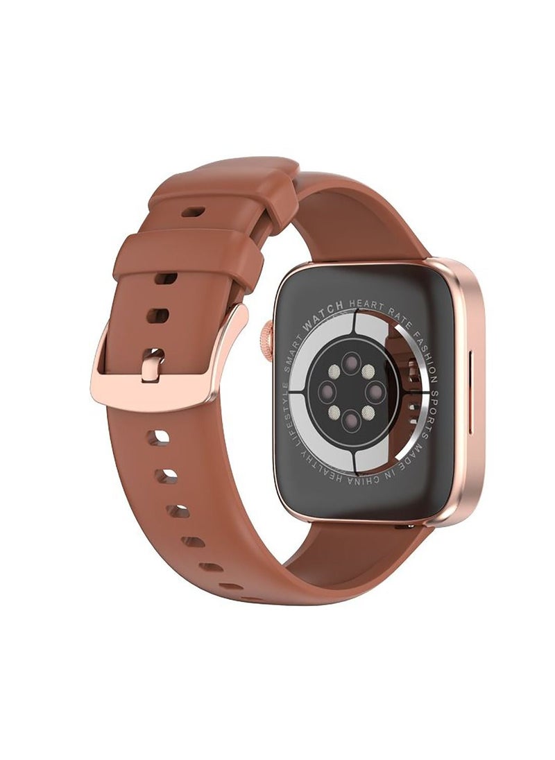 Number - DialFit Pro Max Bluetooth Calling Smart Watch,Largest 1.91" Bezel-less Edge-to-Edge Display,600 Nits Brightness, Sleek Metallic Body, Wireless Charging, Health Suite Brown Strap - Image 1